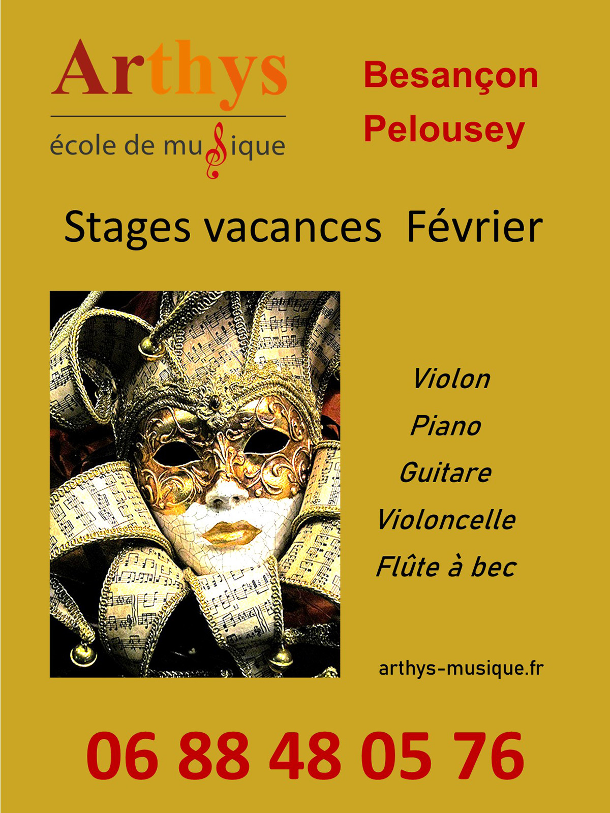 Stages aux vacances de de février à l 'école de musique Arthys à Besançon ou Pelousey