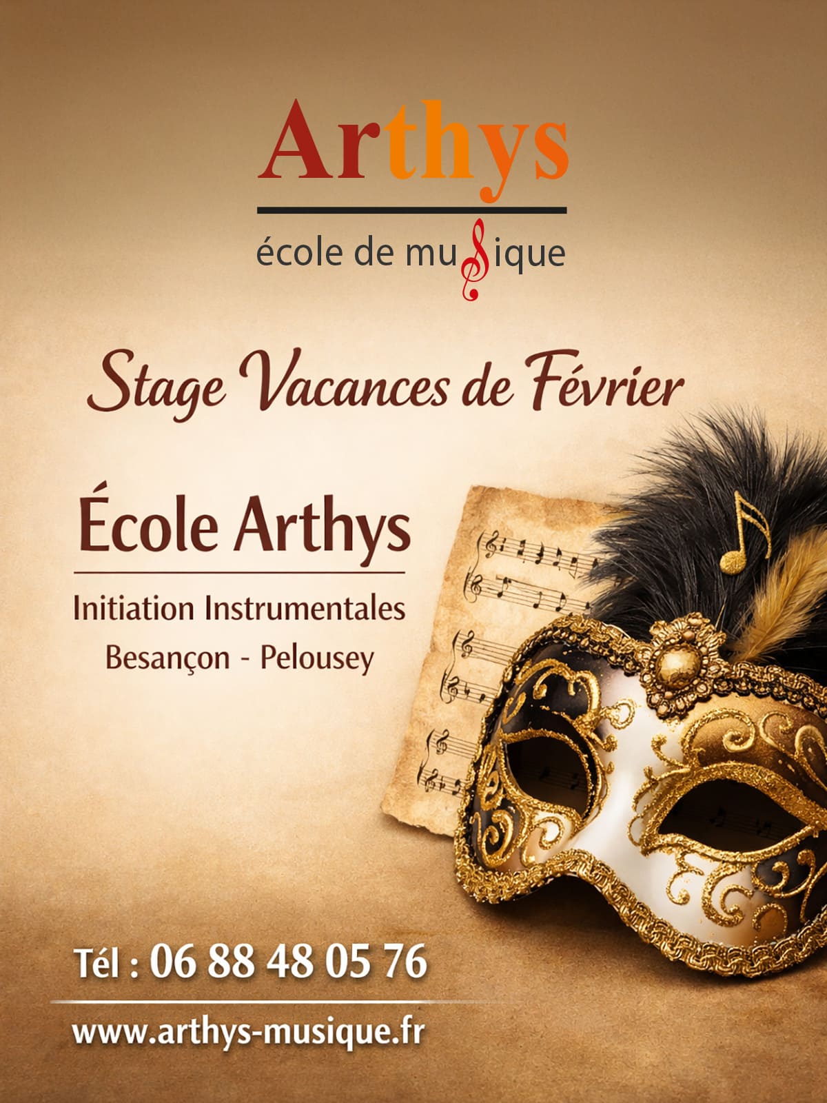 Stages aux vacances de de février à l 'école de musique Arthys à Besançon ou Pelousey
